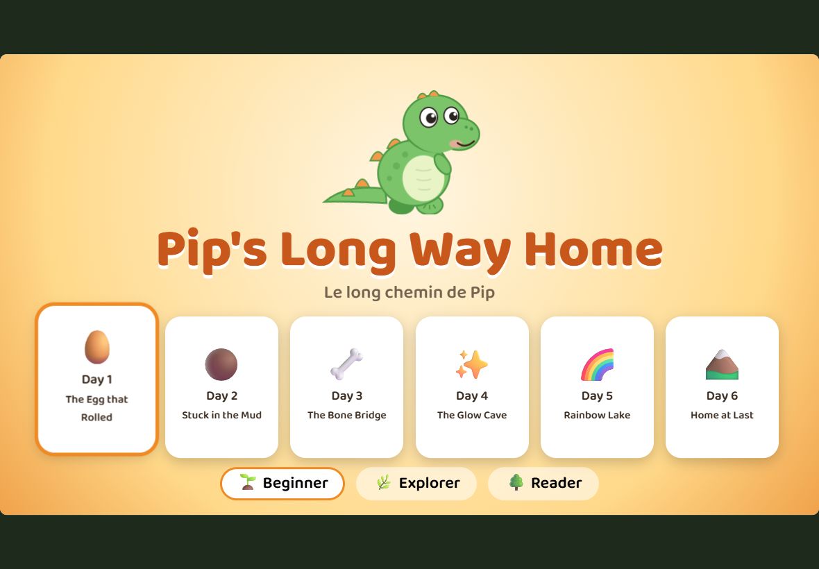 Pip's Long Way Home: six days with three levels